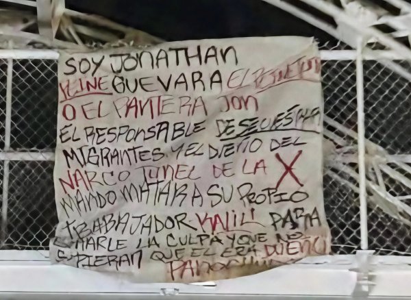 Dejan narcomanta en colonia Bellavista; acusan a responsable de secuestro a migrantes