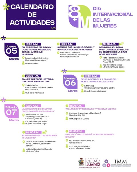 Presenta Instituto Municipal de las Mujeres calendario de actividades por el 8M