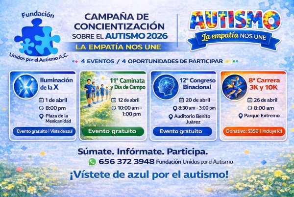 Ciudad Juárez teje red binacional por el autismo: congreso, carrera, luz azul y caminata