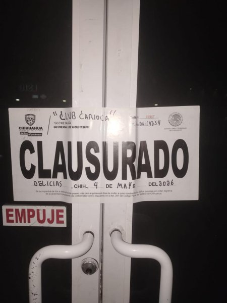 Clausura Gobernación 14 establecimientos en Juárez
