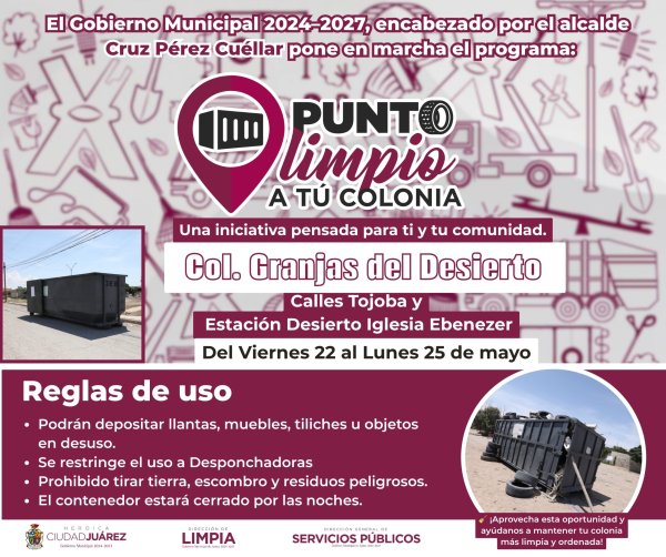Instalan cuatro Puntos Limpios para facilitar la disposición de residuos este fin de semana